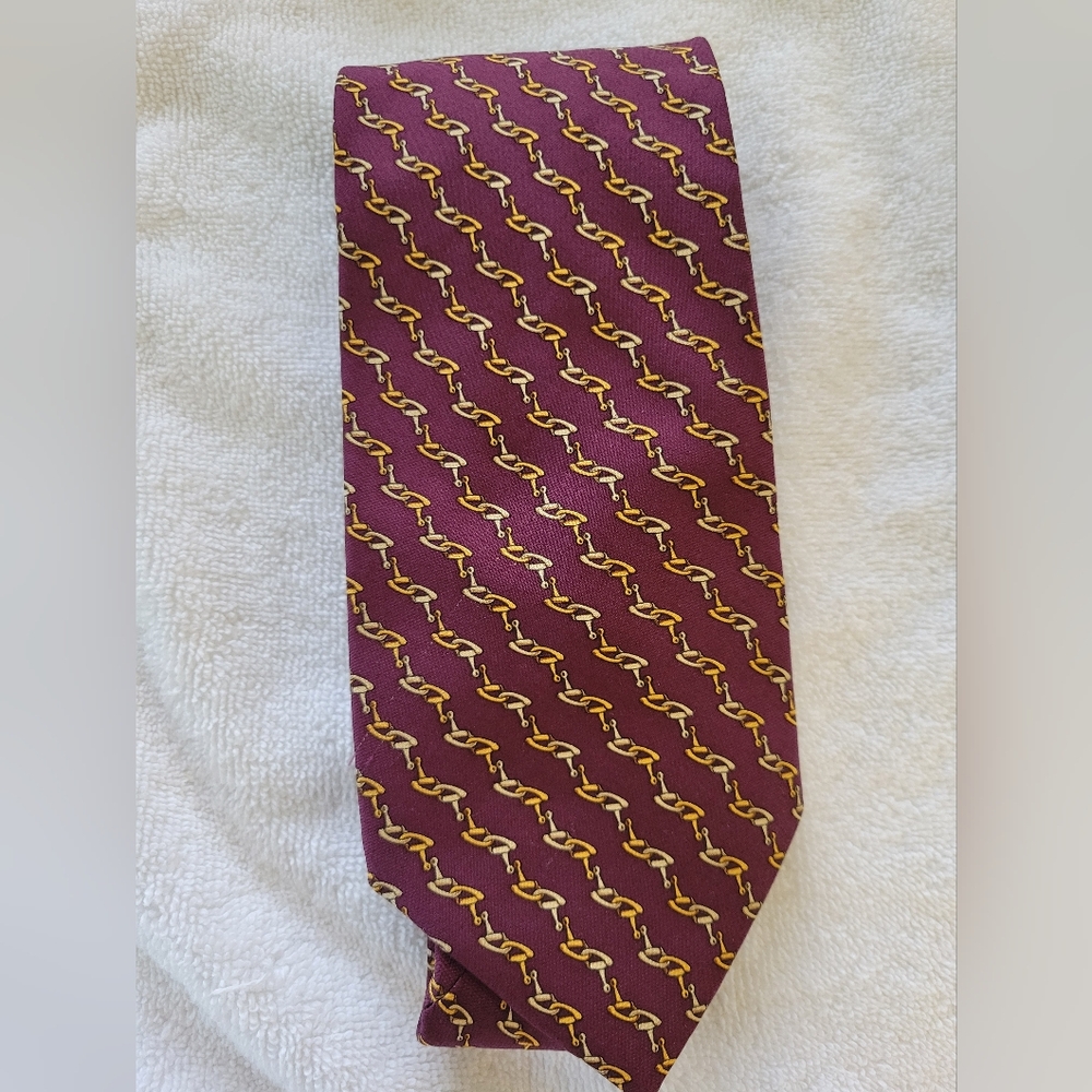 Brooks Brothers Maroon and Yellow Patterned Tie